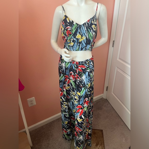 Lulus Pauma Navy Blue Print Crop Top and Wide-Leg Pants - Picture 3 of 11